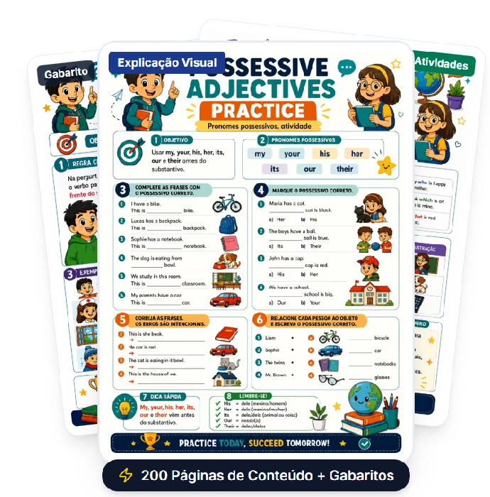 Kit com explicação visual, atividades e gabaritos